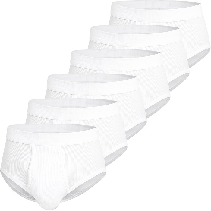 Труси чоловічі Götzburg 6 шт. з м'яким поясом, двошаркова трикотажна в'язка, з вирізом, білі (світло-універсальні)