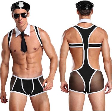 Манкіні Borat для чоловіків: сексуальна танга, V-подібний виріз, пляжний кінь, подарунок, спідня білизна, костюм Санти для Хелловіну та Різдва, універсальний розмір (чорний)