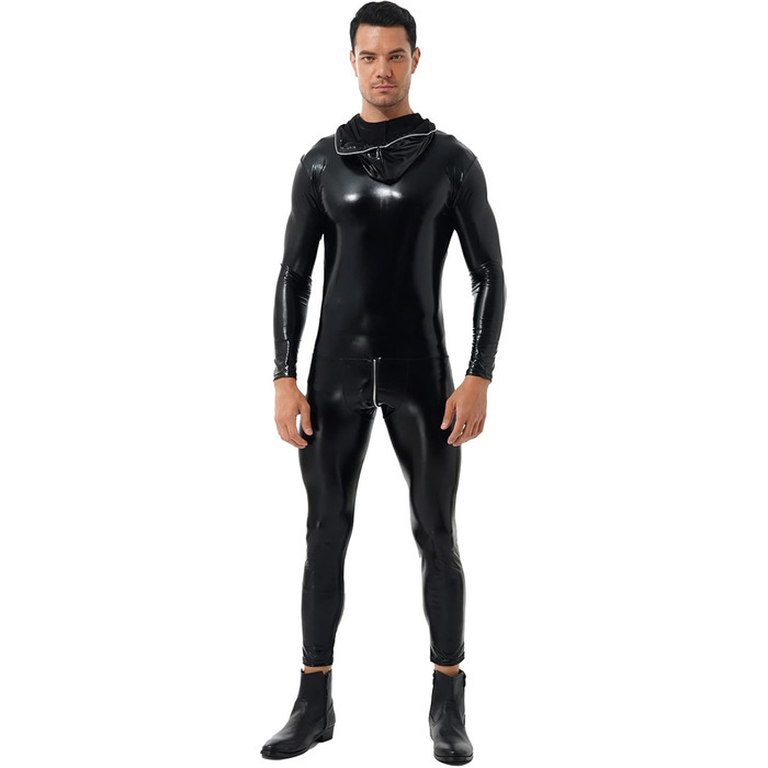 Костюм-комбінезон з латексу YiZYiF для чоловіків, чорний, S-XXL