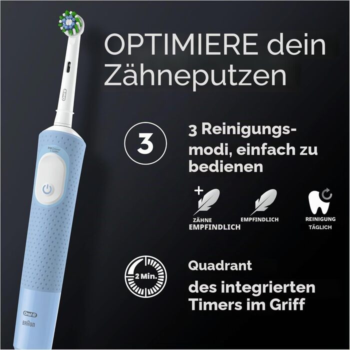 Електрична зубна щітка Oral-B Pro Vitality, синя, з 1 насадкою, від Braun