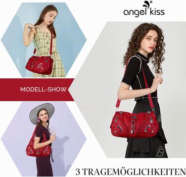 Жіноча сумка-хобо Angelkiss: велика сумка через плече для щоденного використання та подорожей, червона (Getaway Solids)