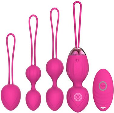 Тренування м'язів тазу для жінок з пультом дистанційного керування, набір Kegel Ball, багато режимів, силіконові м'ячі для контролю сечовипускання та вправ для м'язів тазу (рожевий)