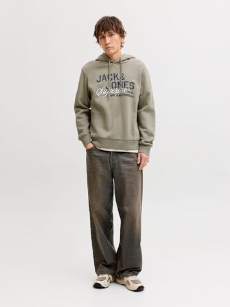 Чоловічий худі з капюшоном JACK & JONES Mae Logo Hoodie (розмір S, колір Vetiver)