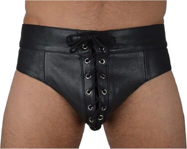 Чоловіча спідня білизна з шкіри Awansstar AW-510, чорна, танга/сліп, 32 розмір