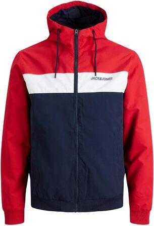 Чоловіча куртка-бомбер з капюшоном JACK & JONES Jjerush Hood Bomber Noos, чорно-біла (XS)