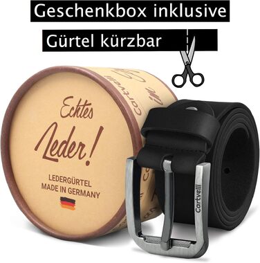 Шкіряний чоловічий ремінь преміум-якості Made in Germany, натуральна шкіра, 40 мм, колір кавіар чорний, розмір 110 з подарунковою коробкою