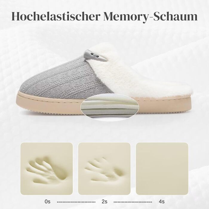 Жіночі зимові капці NineCiFun з плюшу та пінополіуретану (Memory Foam), протиковзаючі, сірі, розмір 38/39 EU