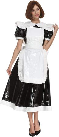 Чорне плаття з ПВХ для косплею/кросдресінгу, уніформа служниці, розмір 3XL