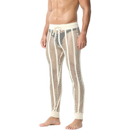 Чоловічі прозорі шорти/легінси з сітки FEOYA – сексуальна нічна сорочка, спортивні шорти, прозорі шорти з шнурком XL персикового кольору