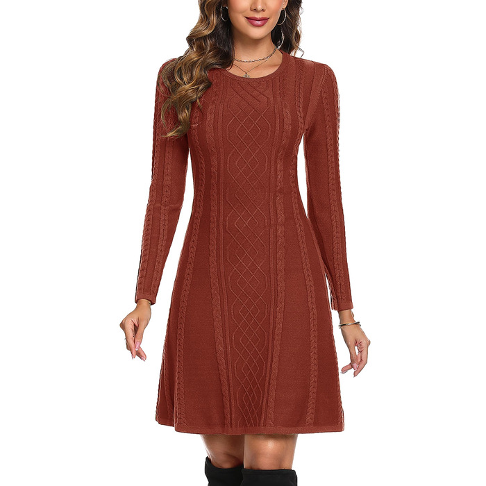 Сукня A-силуету Aottori зимова червона (S) – елегантна міні-сукня-светр з довгим рукавом для вечірок та повсякденного носіння