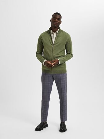 Чоловічий в'язаний кардиган на блискавці SELECTED HOMME, колір Vineyard Green (меланж), розмір L