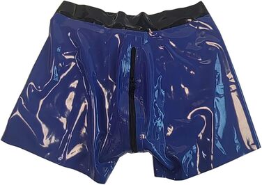 Боксери чоловічі з латексу блакитні Kangxinsheng з блискавкою спереду, для косплею, вечірок, костюмів, XXL