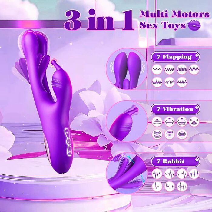 3-в-1 вібратор для жінок: стимуляція G-точки та клітора з 7 режимами вібрації та 7 режимами імпульсу (фіолетовий)