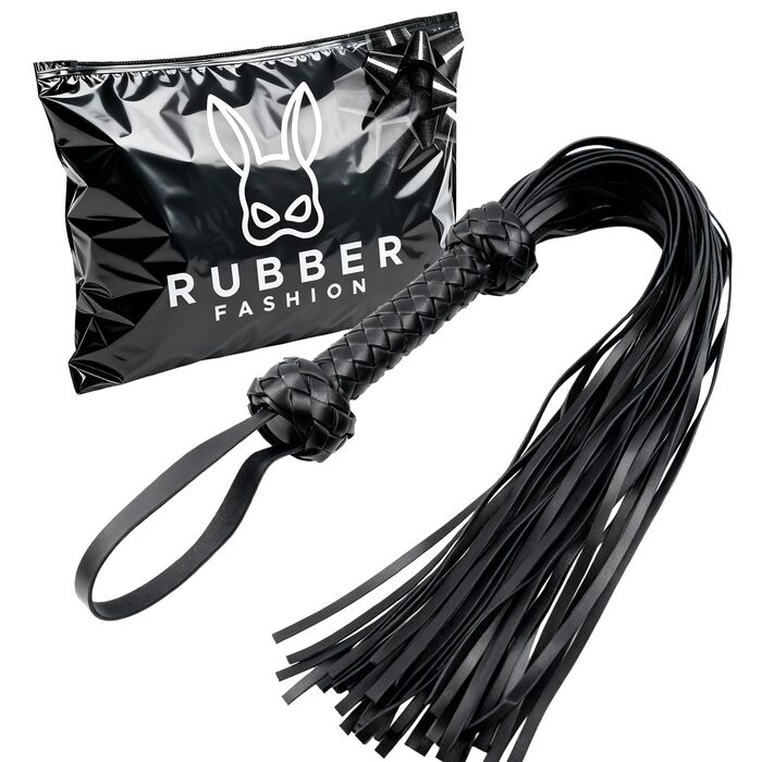 Чорна гумова плеть Rubberfashion 65 см - BDSM аксесуар для пар, іграшка для еротичних ігор