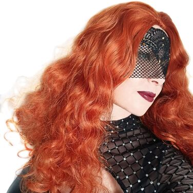 Чорна мереживна півмаска для жінок з червоними стразами – венеціанська маска для маскараду, карнавалу, весілля, вечірки, косплею, бурлеску та Марді Гра (Чорний (золоті стрази))