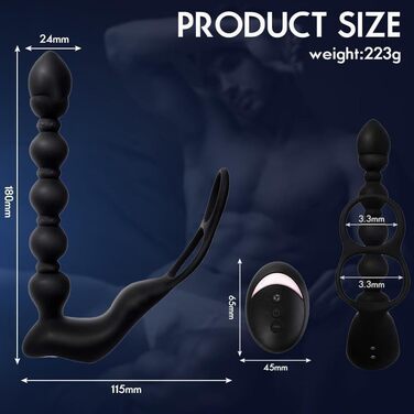 Анальний вібратор Penisring для стимуляції простати, аналплаг, масажер для пар, дildo для збільшення пеніса