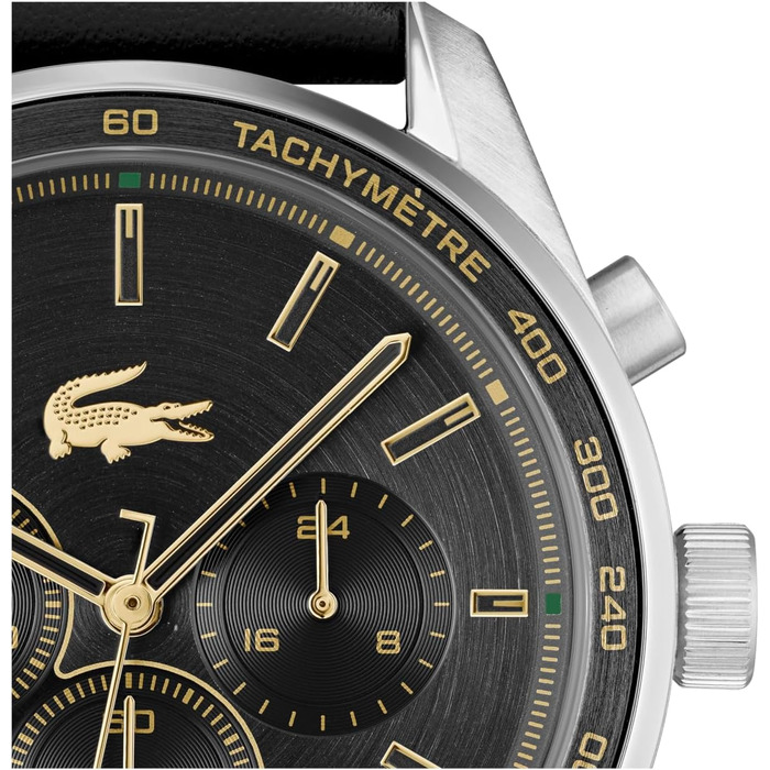 Чоловічий годинник Lacoste Chronograph Quartz колекції Boston зі шкіряним ремінцем (Black, Leather)