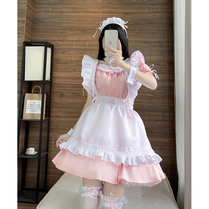 Костюм французької служниці Аніме: комплект для косплею, рожевий, розмір M