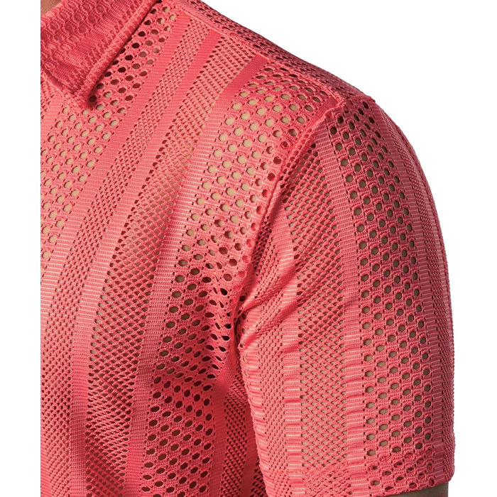 Чоловіча сорочка JOGA з мереживом, короткий рукав, для відпочинку, колір кораловий (XXL)