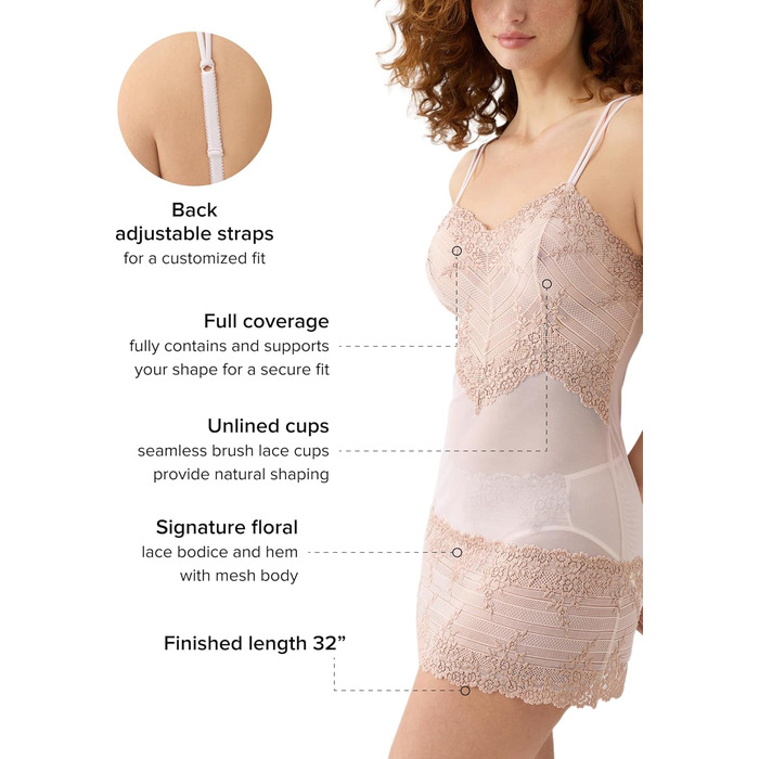 Нічна сорочка Wacoal Embrace з мереживом, біла (S, Engelsflügel/Rosenstaub)