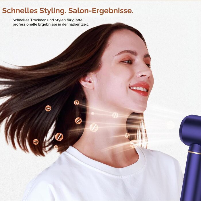 Мультистайлер для волосся 6 в 1 UKLISS Air Styler Set з дифузором, LCD-дисплеєм та насадами для завивки, сушіння та вирівнювання, 1000 Вт, Gold Blue