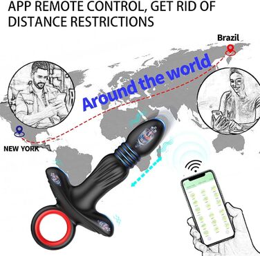 Вібратор аналний для чоловіків, стимуляція простати, з пультом дистанційного керування, 9 режимів, чорний