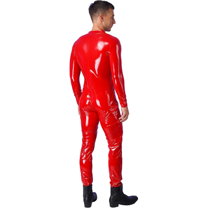 Костюм-комбінезон TiaoBug з довгим рукавом та штанами, еластичний, з ефектом вологості, з сіткою та вставками з шкіри, червоний, 3XL