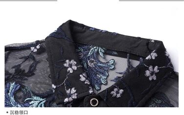 Чоловіча сорочка Deepsko з мереживом та квітковим візерунком, прозора сітка, жовта, розмір EU S-M