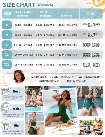 Зелений купальник суцільний Badeanzug Damen з V-подібним вирізом та push-up, для пляжу та басейну, розмір XXL