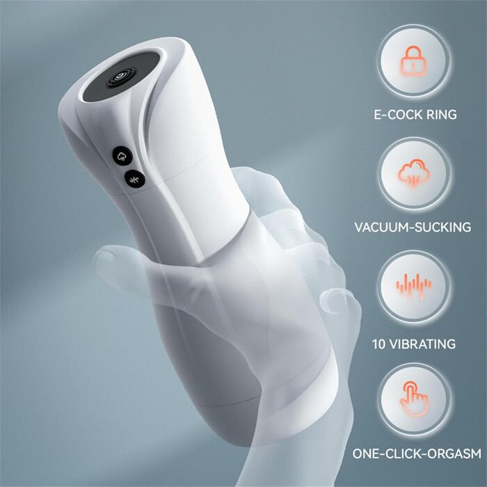 Масажер для чоловіків з 4 режимами всмоктування, 10 вібрацій та функцією нагріву - чорний