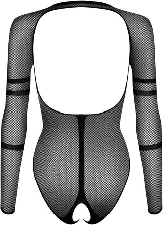 Сексуальний жіночий комплект білизни Selente Love & Fun: боді/відкритий боді та шовкова маска для очей, чорний мереживний з отворами, розмір S-L, виготовлено в ЄС