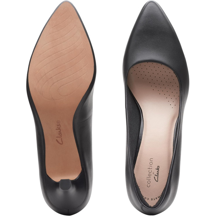 Жіночі туфлі-човники Clarks Linvale Jerica, натуральна чорна шкіра, розмір 42.5 EU (широка колодка)