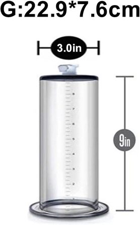 Прозора трубка для помпи для статевих органів з масштабом для збільшення статевого члена. Підходить для чоловіків, для покращення ерекції та збільшення розміру. Вакуумна помпа, сексуальна іграшка. Розміри: 22.9*7.6 см