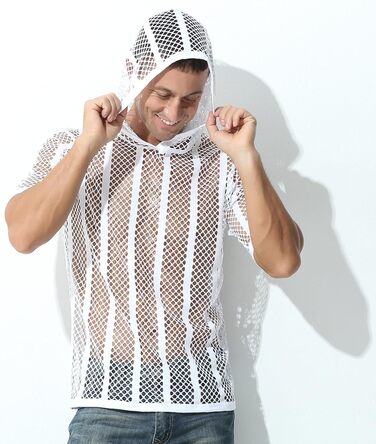 Чоловічий лонгслів Evankin з сіткою, прозорий, з коротким рукавом, футболка з мускульним ефектом, білий