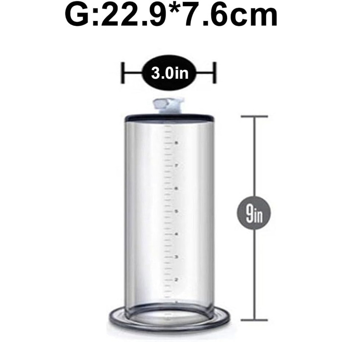 Прозора трубка для помпи для статевих органів з масштабом для збільшення статевого члена. Підходить для чоловіків, для покращення ерекції та збільшення розміру. Вакуумна помпа, сексуальна іграшка. Розміри: 22.9*7.6 см