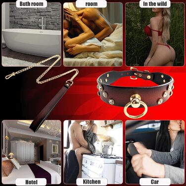 Шкіряне намисто з кільцем O SM, регульоване, для жінок, фетіш, сексуальна іграшка, обмежувач з повідком, ланцюги, дорослі, BDSM, флірт, бондж, шкіряне намисто для пар, жінок, чоловіків (колір: коричневий)
