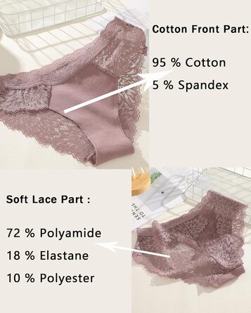 Сексуальні жіночі труси-сліпи з бавовни та мереживом, 5 шт. (Чорний*2, Каштаново-коричневий, Хакі, Білий, Сіро-блакитний), розмір S