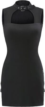 Чорне міні-плаття LittleForBig з бавовни без рукавів у стилі кібер-гот з коміром, 3XL