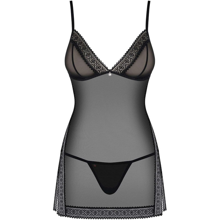 Сексуальний жіночий комплект нижньої білизни Selente Love & Fun: ніжна піжама, стринги та шовкова маска для очей, чорний, S-M, Made in EU