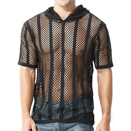 Чоловіча сітчаста сорочка з довгим рукавом. Прозора, сексуальна, для вечірок та клубів. Чоловічий одяг