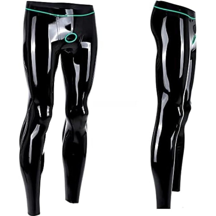 Чоловічі латекс-легінси, тонкі гумові легінси з кільцями, індивідуальний дизайн, чорний, 3XL