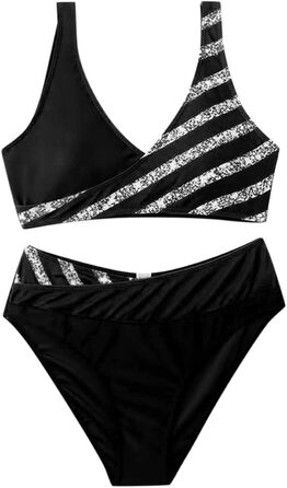 Двочастинний купальник для жінок з V-подібним вирізом, корегуючий, з високою талією, бікіні з пуш-ап, пляжний купальник, трикутник, чорний колір, розмір L