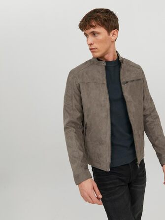 Чоловіча куртка-бомбер Jack & Jones Mae з еко-замші, колір Falcon