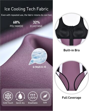 Жіночий спортивний купальник Racerback чорного кольору. Сучасна спортивна білизна для плавання (44, сіро-ліловий)