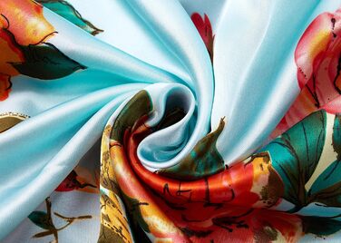 Кимоно-халат BABEYOND великого розміру з квітковим принтом, сатин, блакитний