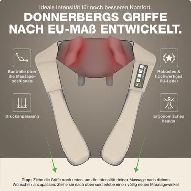 Бездротовий масажер для шиї та плечей DONNERBERG Proneck: Shiatsu та глибокий масаж, бежевий