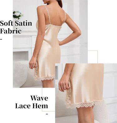 Нічна сорочка Cestlisse для жінок, великі розміри, сексуальна, сатинова, мереживна, нічна сукня-бабідол, XXL, шампань