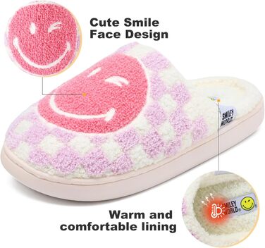 Зимові домашні капці SMILEYWORLD® з ефектом пам'яті Memory Foam, теплі плюшеві та м'які пантофлі для жінок та чоловіків (фіолетові в клітинку, 40/41 EU)