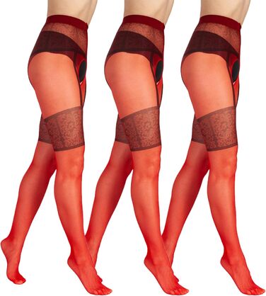 Шкарпетки BANANALU з візерунком, відкритий прохід, 20 Den (L, Червоний - набір 3 шт.)