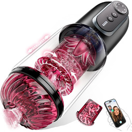 Вібратор для чоловіків з 8-ю обертовими насадками та 5-ма режимами вібрації, секс-іграшка, мастурбатор з функцією керування через додаток